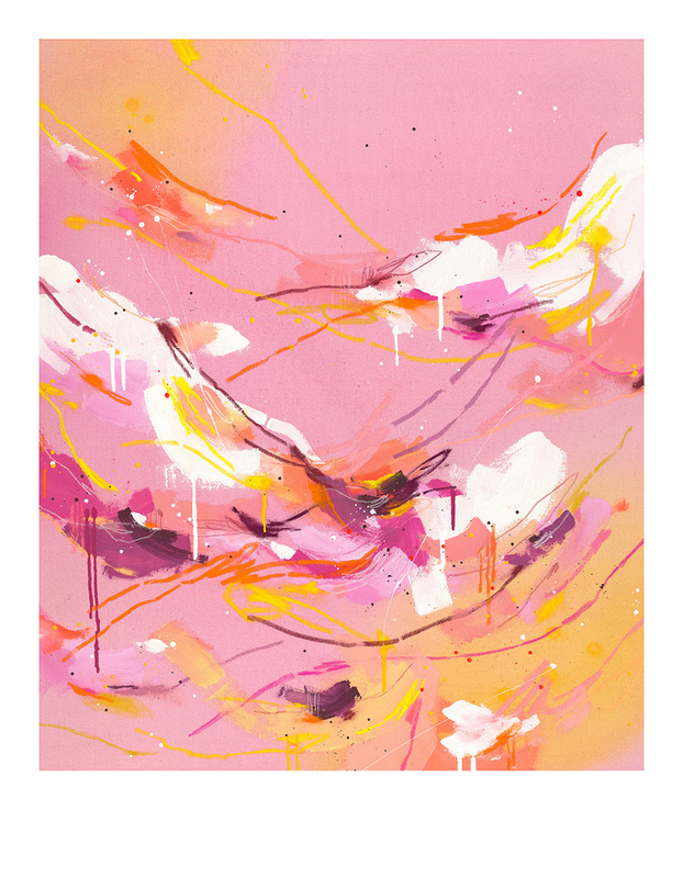 Print 70 cm x 90 cm, walking on a dream - pink
